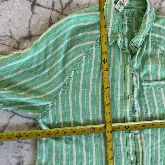 Aerie Celebrity Green Striped Linen Blend Button Down Shirt S/ M Oversized NWT - Picture 7 of 8